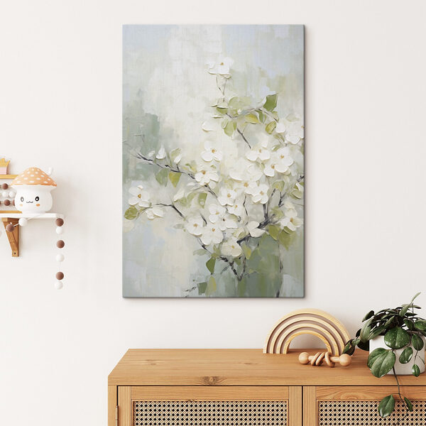 Tableaux Peinture représentant des fleurs blanches sur une branche