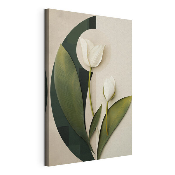 Des fleurs blanches avec des feuilles vertes Tableaux Des fleurs blanches avec des feuilles vertes