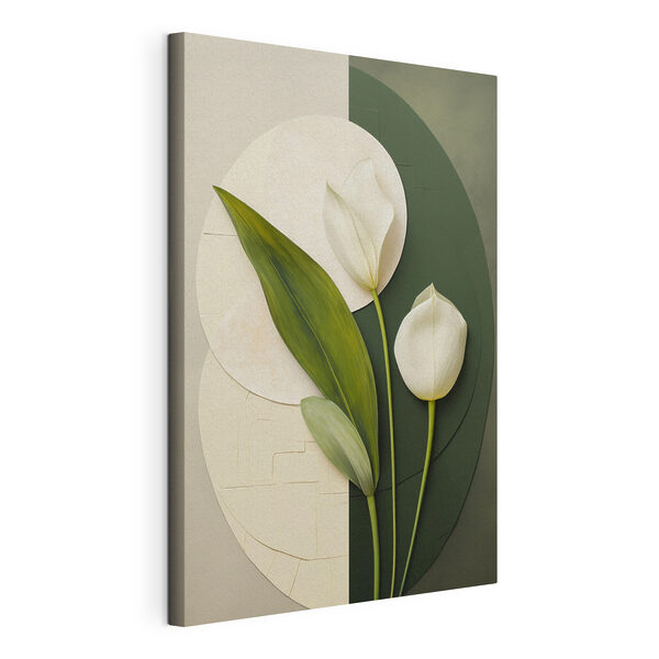 Tableaux Des fleurs blanches avec des feuilles vertes