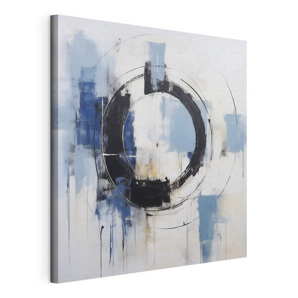 Peinture représentant un cercle réalisé à la peinture bleue et blanche Tableaux Peinture représentant un cercle réalisé à la peinture bleue et blanche