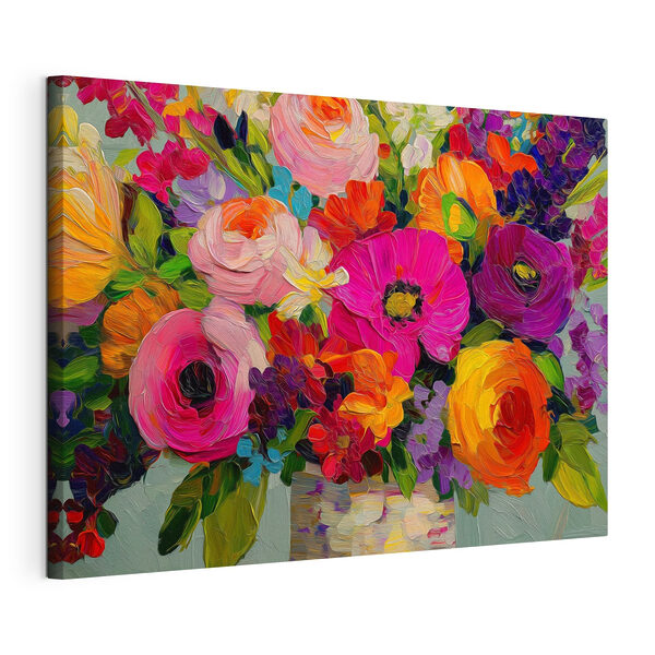 Un bouquet éclatant de fleurs aux couleurs chatoyantes Tableaux Un bouquet éclatant de fleurs aux couleurs chatoyantes
