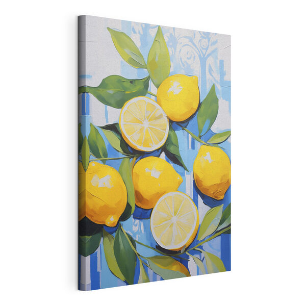 Peinture représentant des citrons et des feuilles Tableaux Peinture représentant des citrons et des feuilles