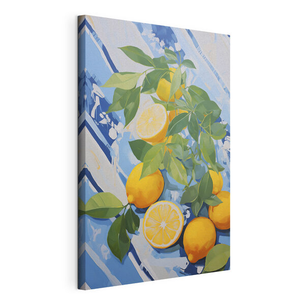 Peinture représentant des citrons et des feuilles Tableaux Peinture représentant des citrons et des feuilles