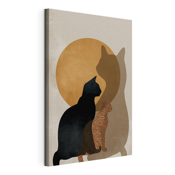 Tableaux Silhouettes de chats devant un cercle