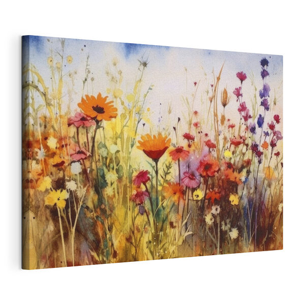 Fleurs sauvages vibrantes dans une peinture à l'aquarelle Tableaux Fleurs sauvages vibrantes dans une peinture à l'aquarelle