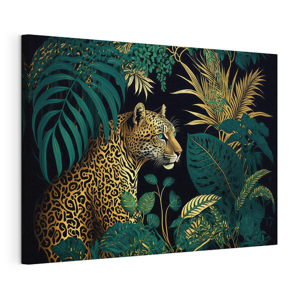 Tableaux Léopard caché dans des feuilles luxuriantes