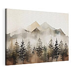 Tableaux Des montagnes brumeuses avec des arbres imposants