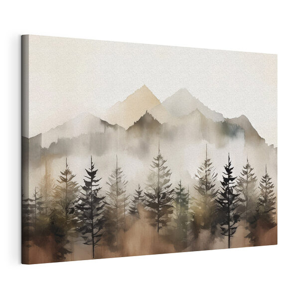 Des montagnes brumeuses avec des arbres imposants Tableaux Des montagnes brumeuses avec des arbres imposants