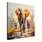 Tableaux Groupe d'éléphants marchant dans l'eau