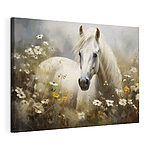 Tableaux Cheval blanc dans un champ de fleurs