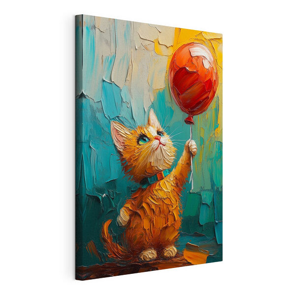 Tableaux Peinture d'un chat tenant un ballon