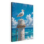 Tableaux Mouette debout sur un poteau en bois