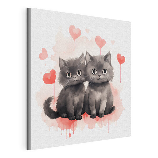Deux chats assis l'un à côté de l'autre Tableaux Deux chats assis l'un à côté de l'autre