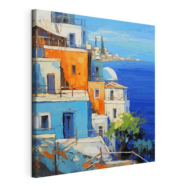 Peinture d'une ville au bord de l'eau Tableaux Peinture d'une ville au bord de l'eau