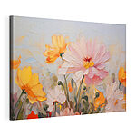 Tableaux Peinture de fleurs sur fond bleu