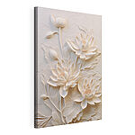 Tableaux Sculpture de fleurs blanches sur un mur