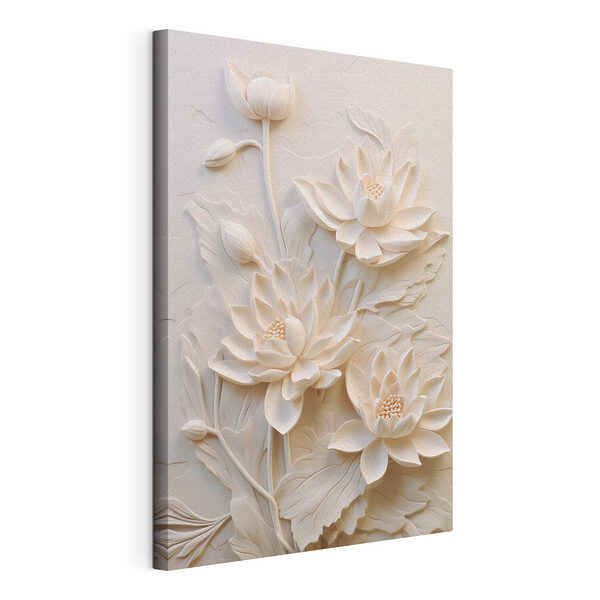 Tableaux Sculpture de fleurs blanches sur un mur