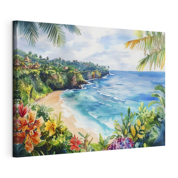 Aquarelle d'une plage et de l'océan Tableaux Aquarelle d'une plage et de l'océan