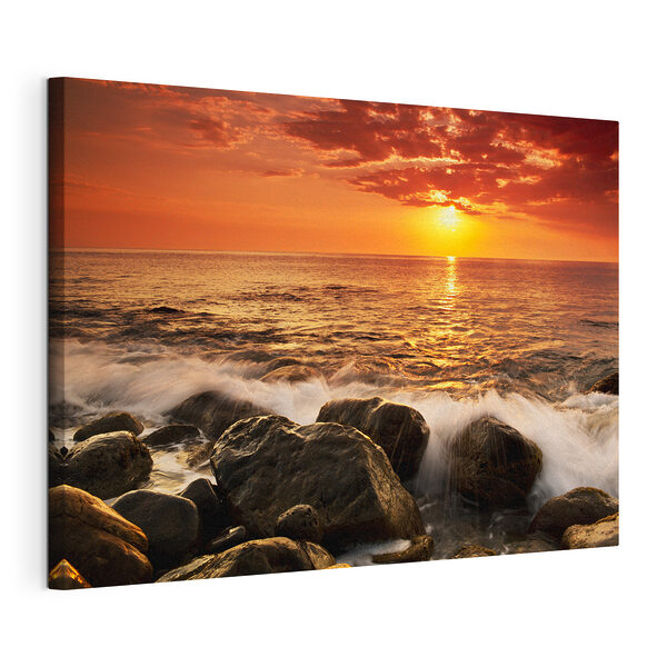 Coucher de soleil sur les vagues de l'océan Tableaux Coucher de soleil sur les vagues de l'océan