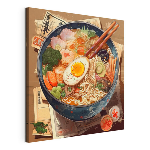 Bol de ramen avec baguettes et œuf Tableaux Bol de ramen avec baguettes et œuf