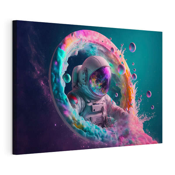 Un astronaute dans un cercle coloré Tableaux Un astronaute dans un cercle coloré