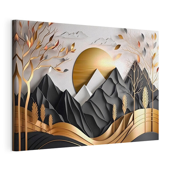 Paysage abstrait avec montagnes et arbres Tableaux Paysage abstrait avec montagnes et arbres