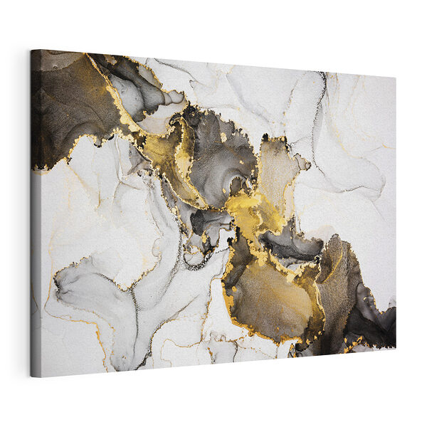 Motif abstrait de marbre noir et jaune Tableaux Motif abstrait de marbre noir et jaune
