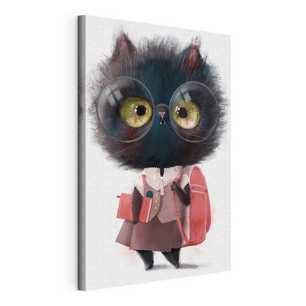 Chat à lunettes prêt pour l'école Tableaux Chat à lunettes prêt pour l'école