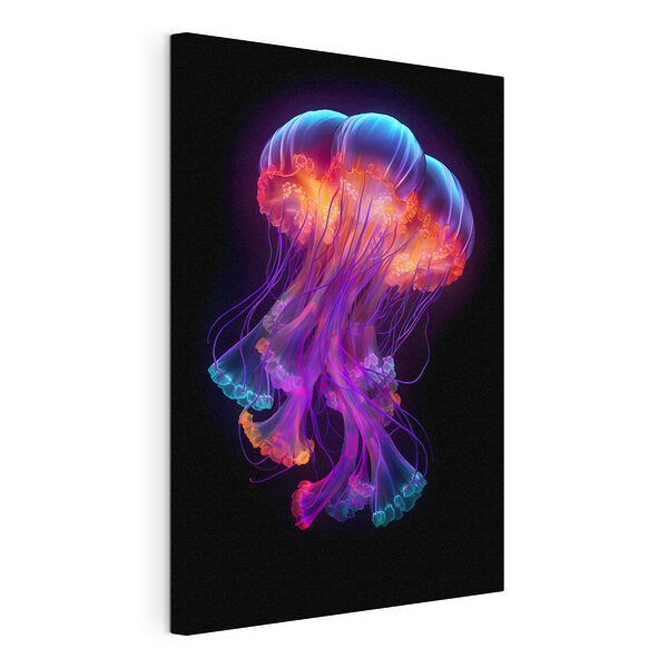 Méduses néon glissant dans l'obscurité Tableaux Méduses néon glissant dans l'obscurité