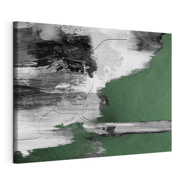 Traits de pinceau abstraits en vert et blanc Tableaux Traits de pinceau abstraits en vert et blanc