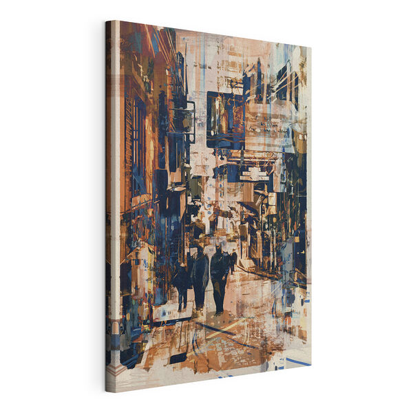 Paysage urbain abstrait aux couleurs chaudes Tableaux Paysage urbain abstrait aux couleurs chaudes