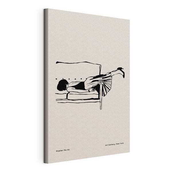 Dessin d'une femme allongée sur un lit Tableaux Dessin d'une femme allongée sur un lit