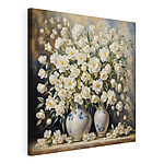 Tableaux Fleurs blanches dans d'élégants vases bleus