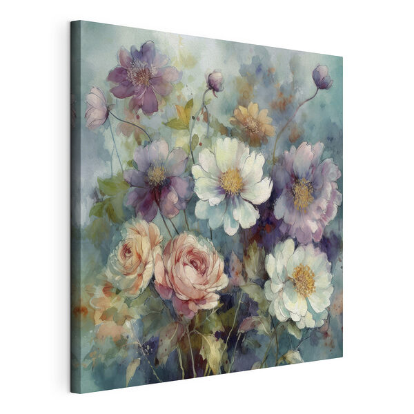 Fleurs vives en harmonie avec l'aquarelle Tableaux Fleurs vives en harmonie avec l'aquarelle