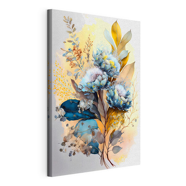 Art floral abstrait dans les tons bleus Tableaux Art floral abstrait dans les tons bleus