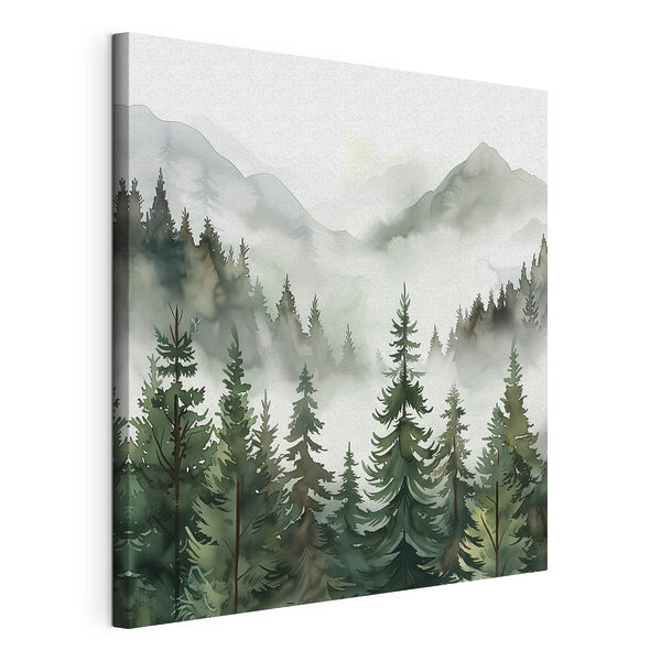 Forêt brumeuse avec vue sur les montagnes Tableaux Forêt brumeuse avec vue sur les montagnes
