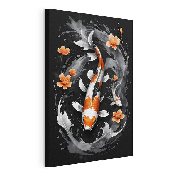 Des poissons koï nagent avec des fleurs d'oranger Tableaux Des poissons koï nagent avec des fleurs d'oranger