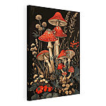 Tableaux Champignons à tête rouge dans un décor floral