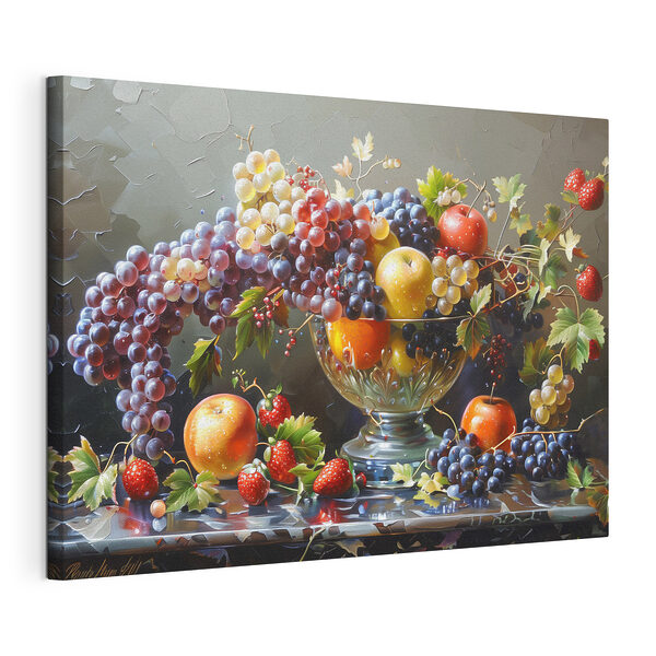 Abondance de fruits dans une coupe en cristal Tableaux Abondance de fruits dans une coupe en cristal