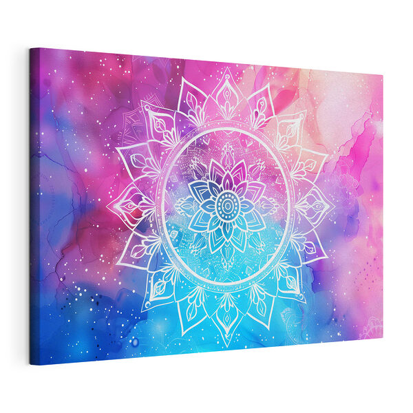Tableaux Mandala blanc sur fond coloré