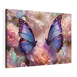 Tableaux Les papillons dansent parmi les fleurs pastel