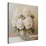 Tableaux Peinture d'un bouquet de fleurs blanches dans un vase en verre