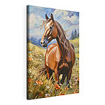 Tableaux Un cheval majestueux dans une prairie vibrante