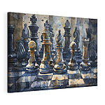 Tableaux Pièces d'échecs aquarellées sur carton