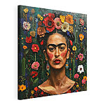 Tableaux Portrait coloré sur fond floral