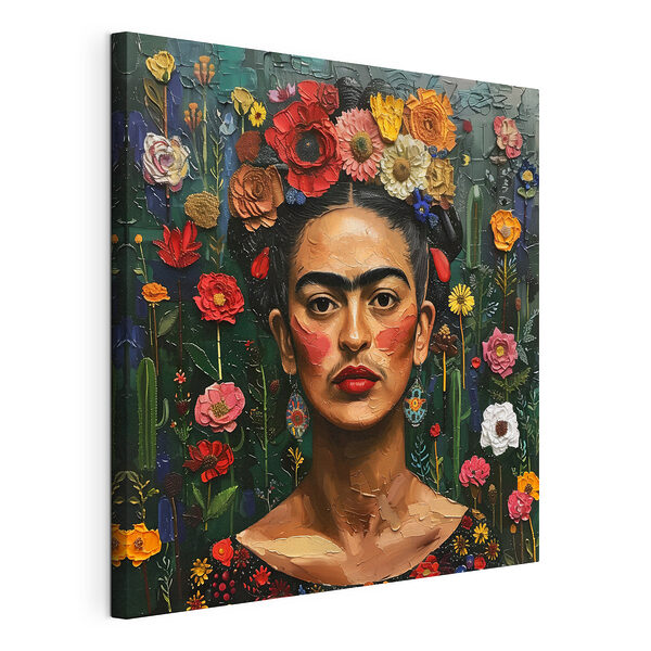 Tableaux Portrait coloré sur fond floral