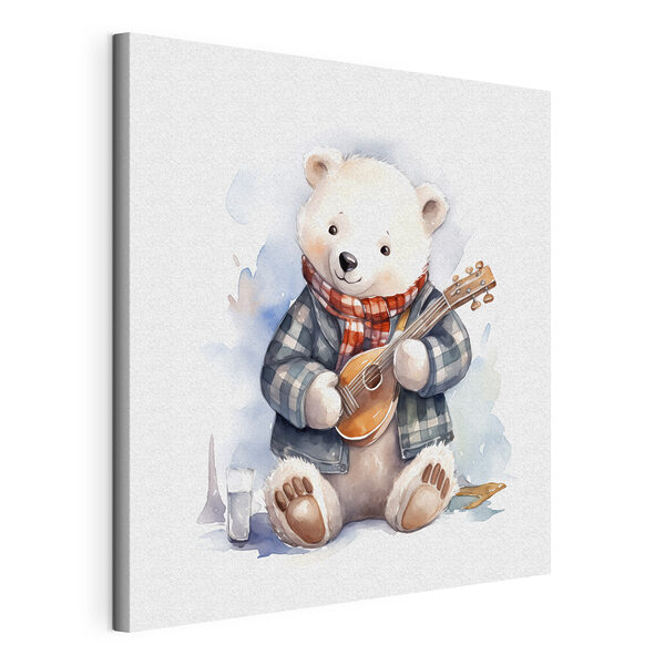 Aquarelle d'un ours en peluche tenant une guitare Tableaux Aquarelle d'un ours en peluche tenant une guitare