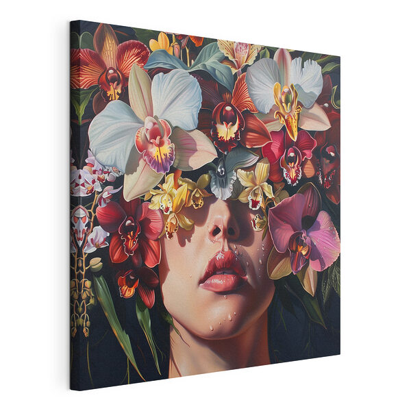 Peinture d'une femme avec des fleurs sur la tête Tableaux Peinture d'une femme avec des fleurs sur la tête