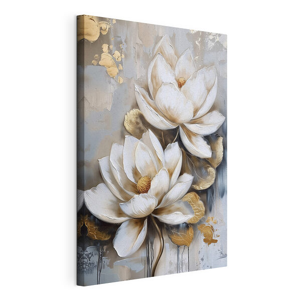 Tableaux Peinture de fleurs sur fond gris