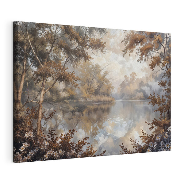 Tableaux Rivière avec arbres et buissons